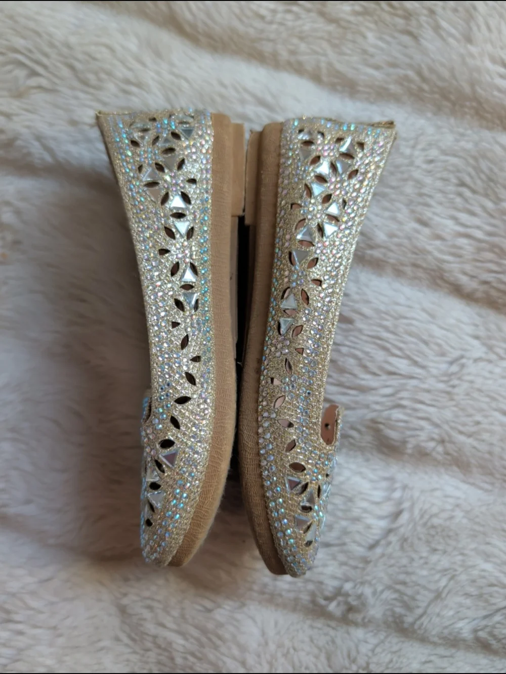 Link Comfort Toddler Girls' Sparkly Gold Ballet Flats Sz 10